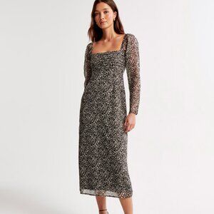 ABERCROMBIE Emerson Chiffon Long-Sleeve Midi Dress